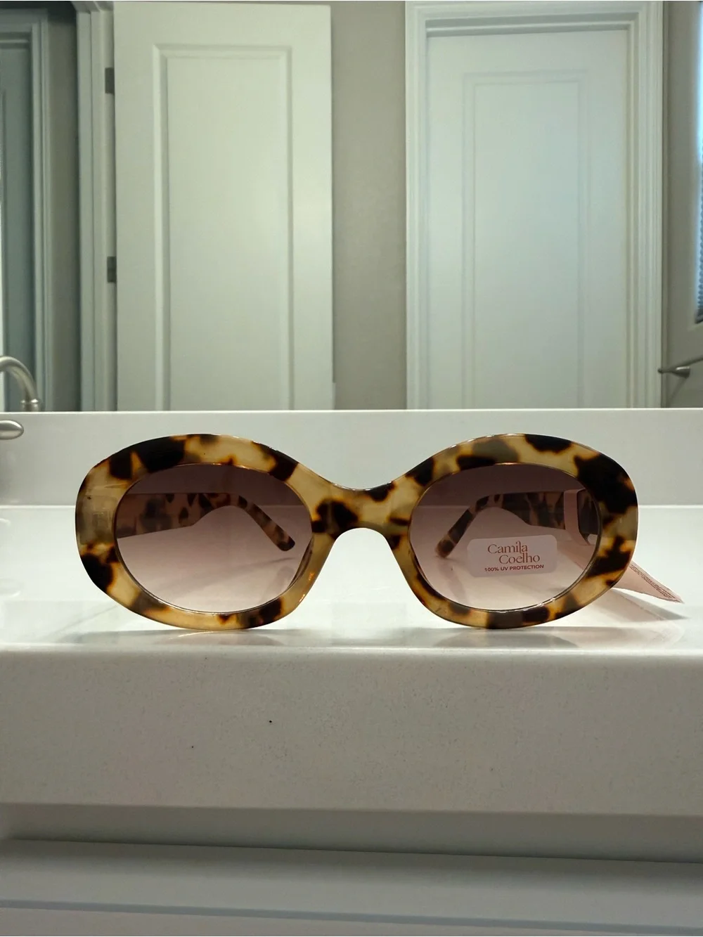 Camila Coelho Tortoiseshell Oval Sunglasses with Brown Gradient Lenses NWT